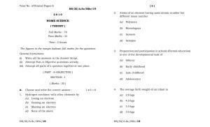 Meghalaya Board (MBOSE) Class 11 Home_Science 2019 Question Paper