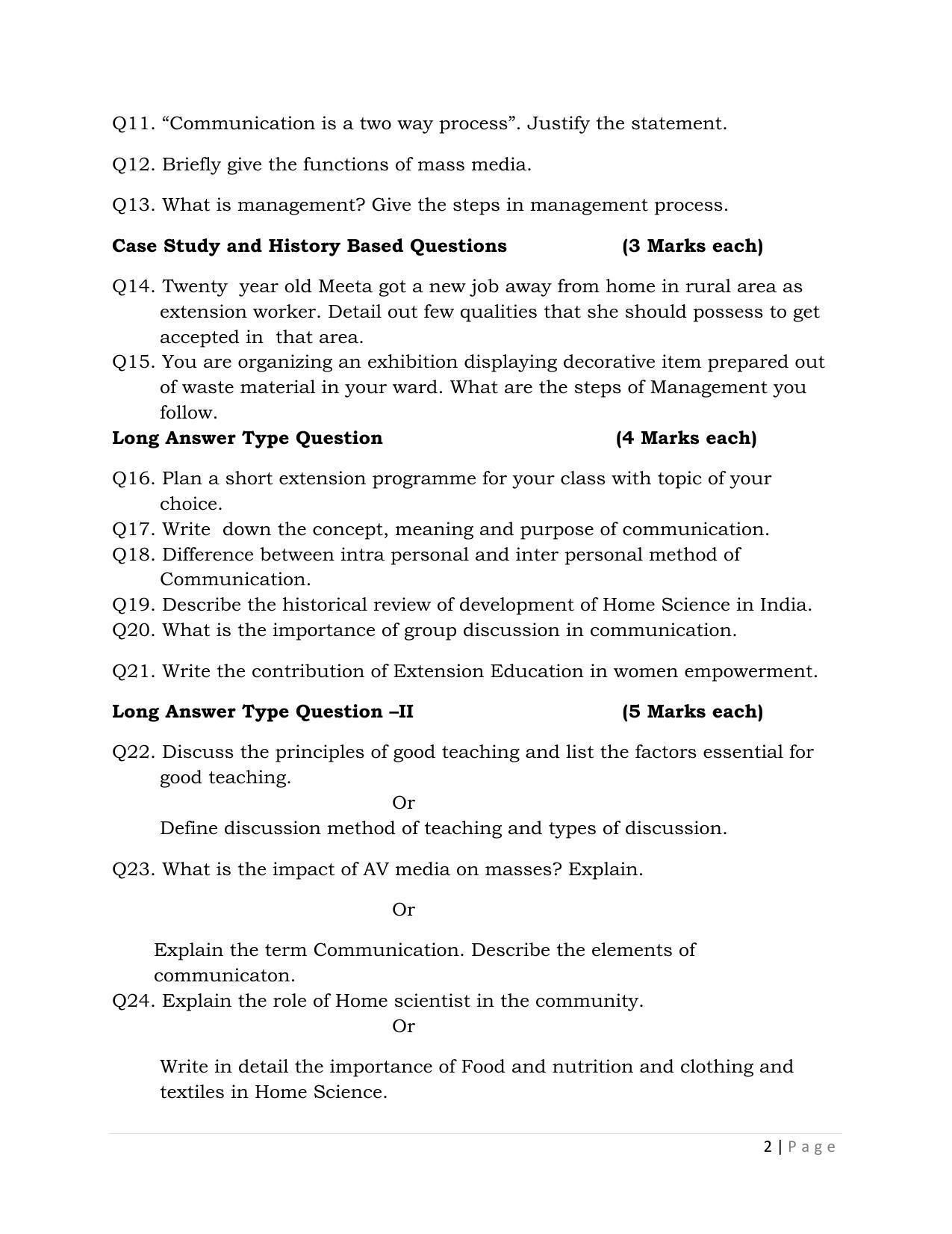 JKBOSE Class 12 Extension Education Model Question Paper 2023 - Page 2