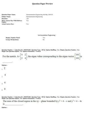 TS PGECET 2019: Instrumentation Engineering Question Papers
