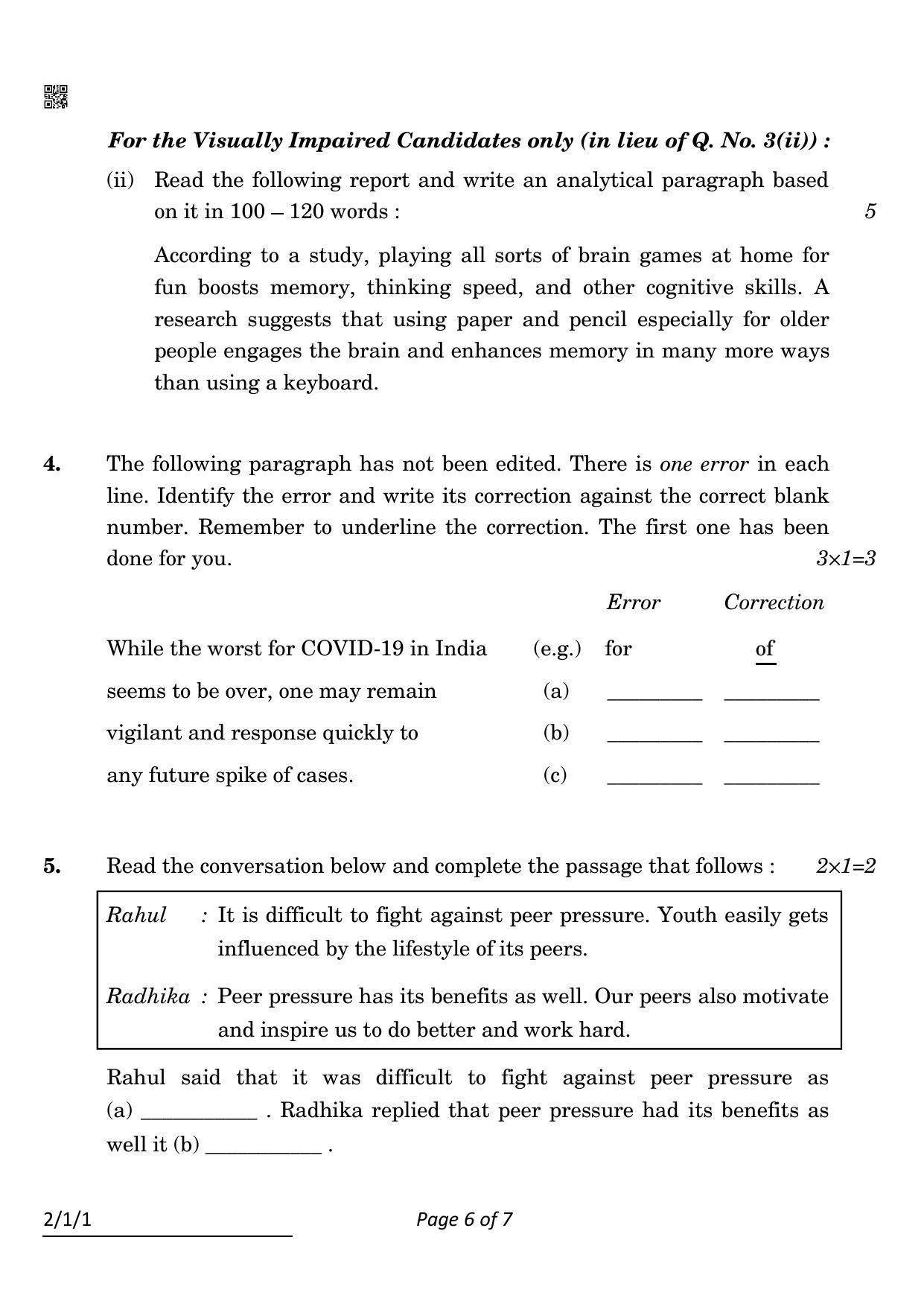 CBSE Class 10 2-1-1 English L & L 2022 Question Paper - Page 6