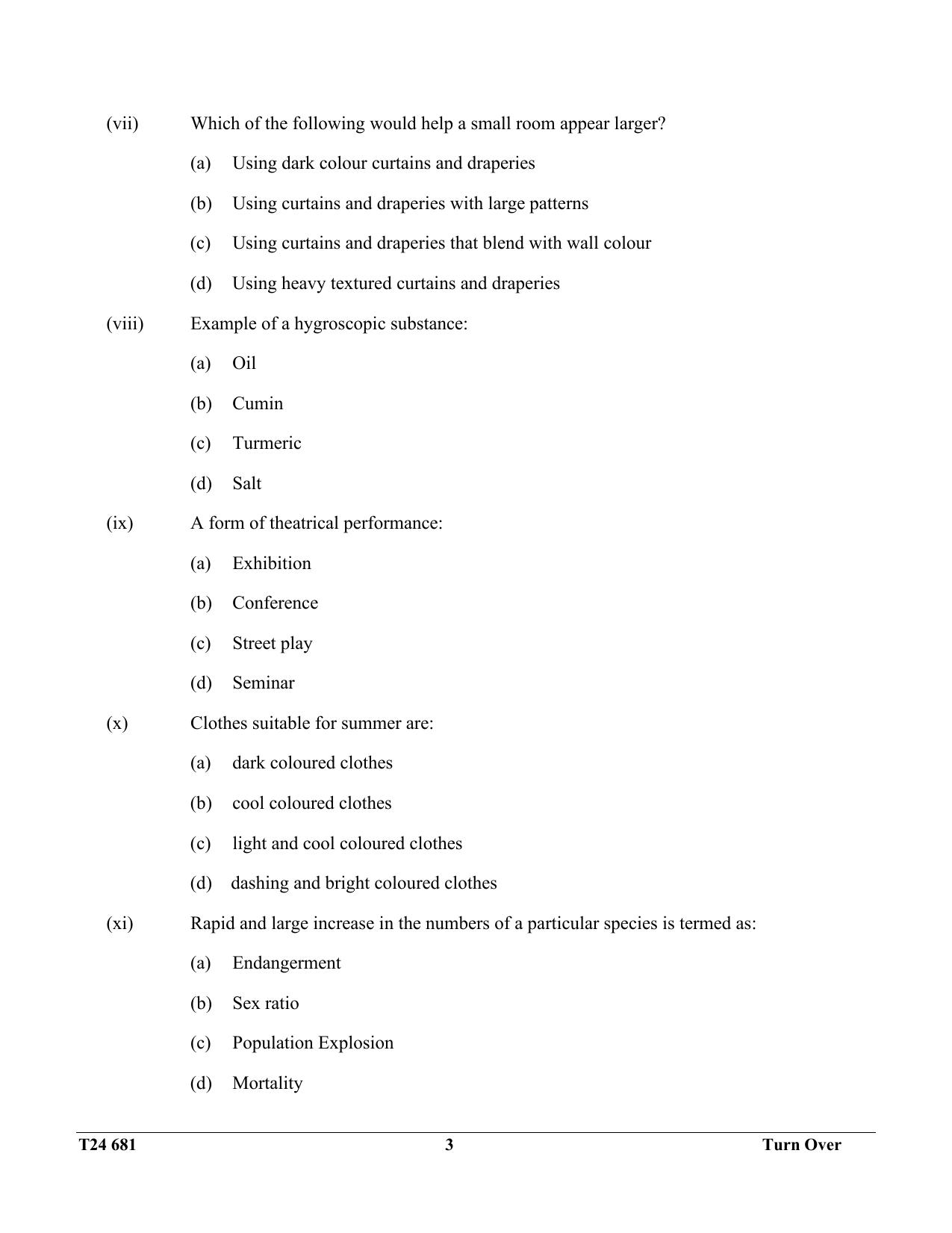 ICSE Class 10 Home Science 2024 Question Paper - Page 3