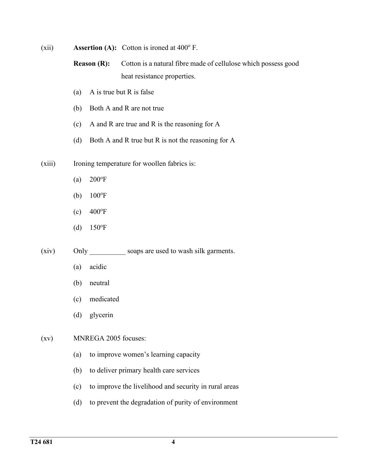 ICSE Class 10 Home Science 2024 Question Paper - Page 4