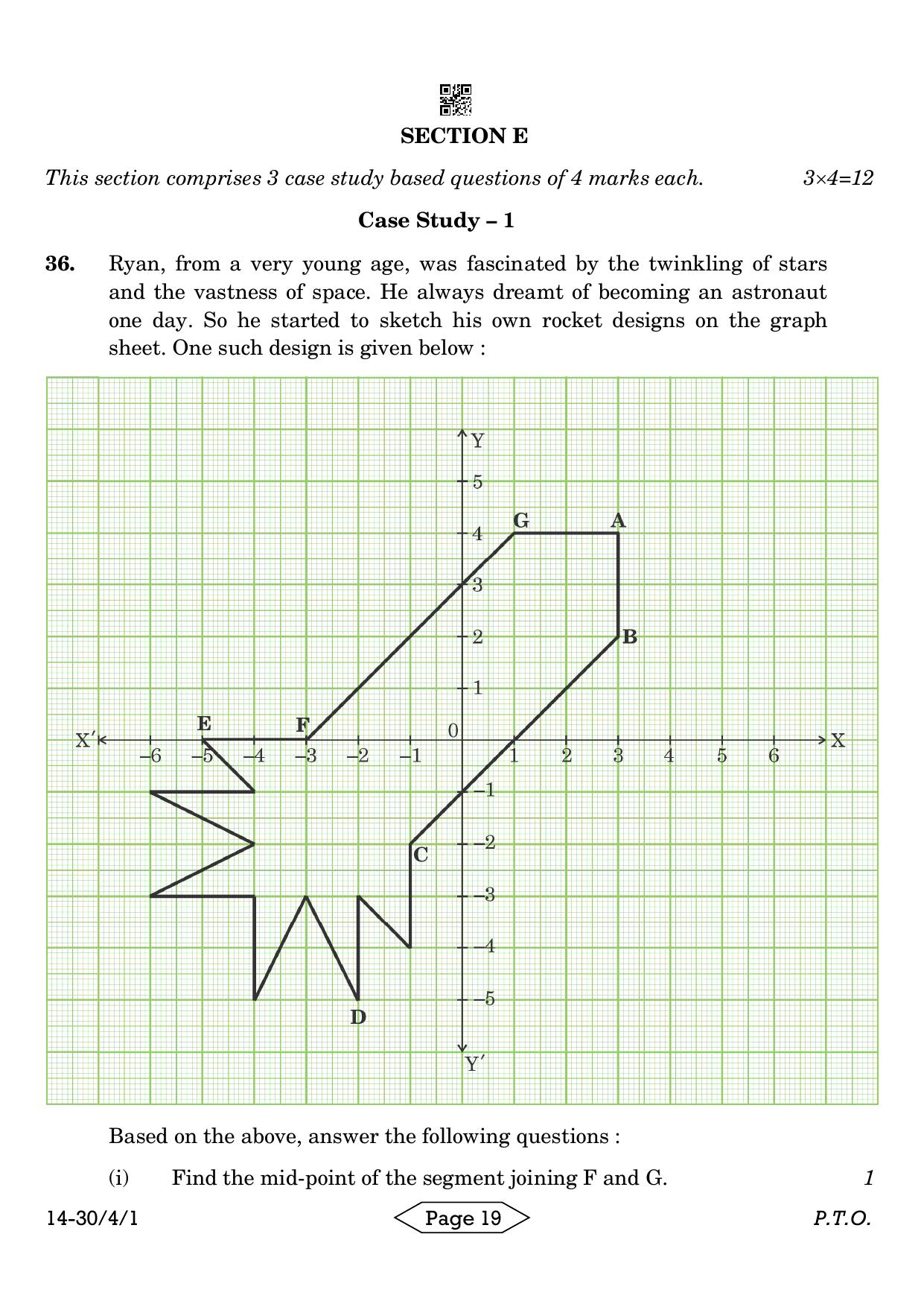 CBSE Class 10 30-4-1 Mathematics Standard 2024 Question Paper - Page 19
