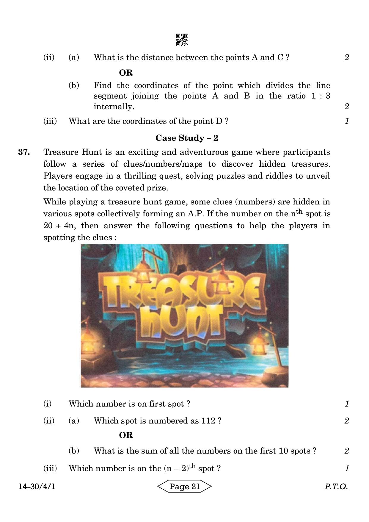 CBSE Class 10 30-4-1 Mathematics Standard 2024 Question Paper - Page 21