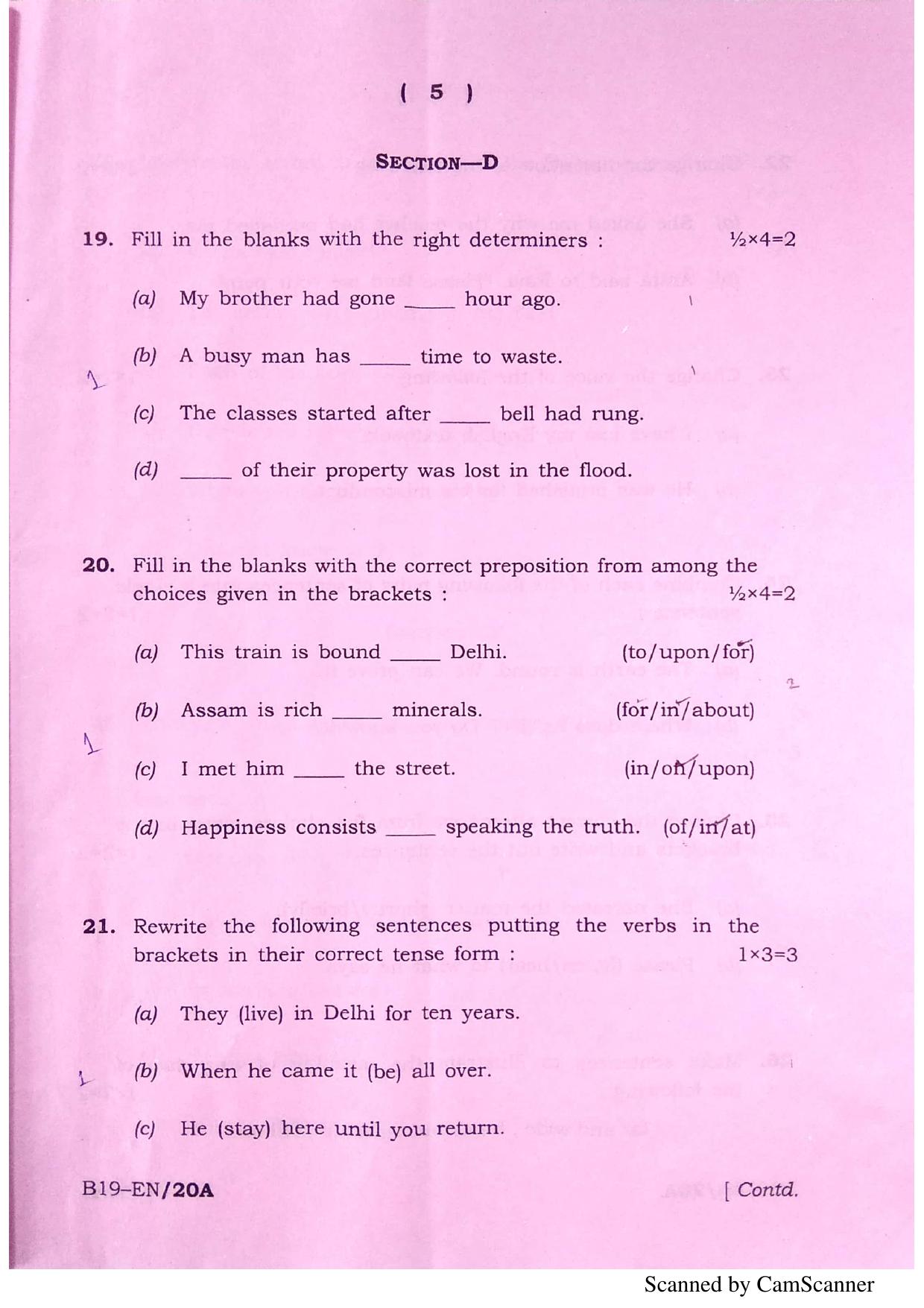 SEBA HSLC English Question Paper 2019 - Page 5