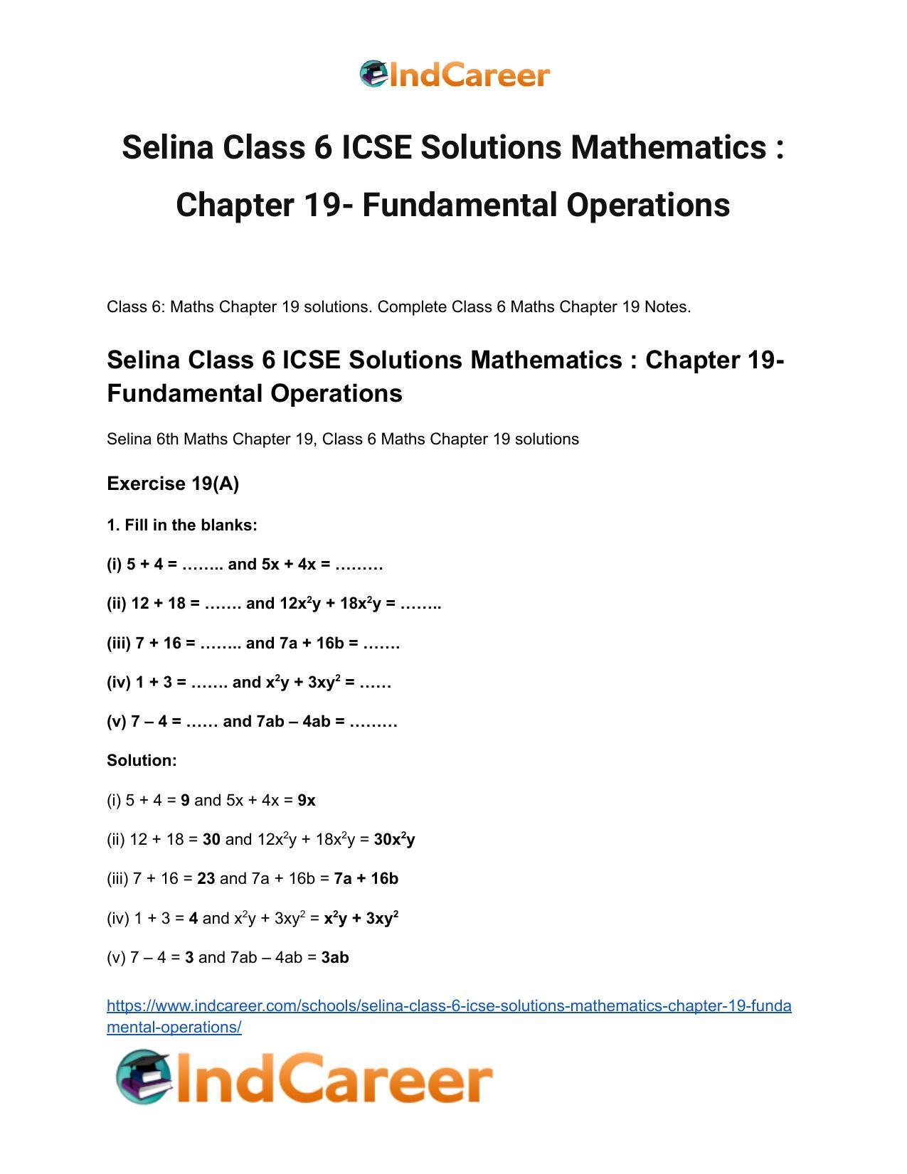 Selina Class 6 ICSE Solutions Mathematics : Chapter 19- Fundamental Operations - Page 2