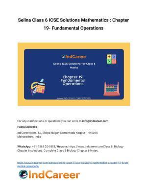 Selina Class 6 ICSE Solutions Mathematics : Chapter 19- Fundamental Operations