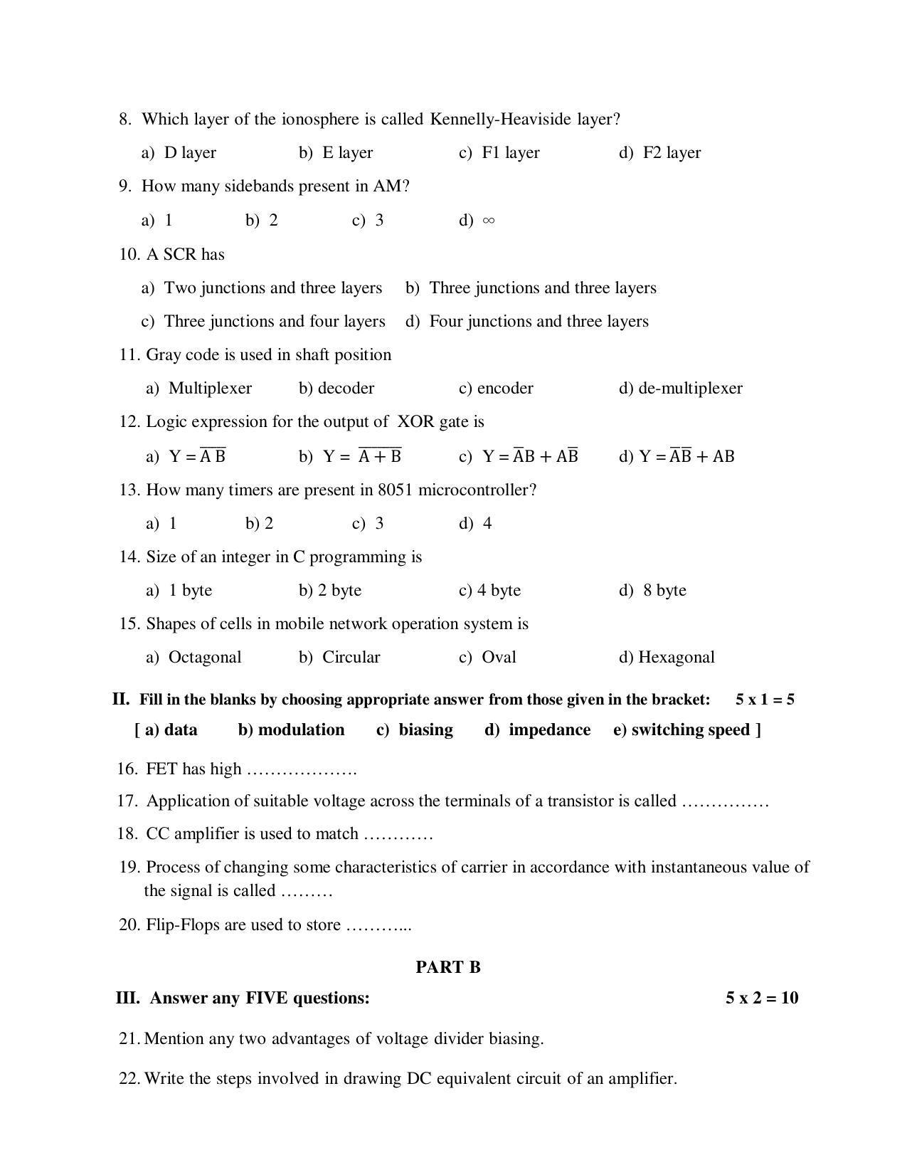 Karnataka II PUC Electronics Model Question Paper 2023 - Page 3