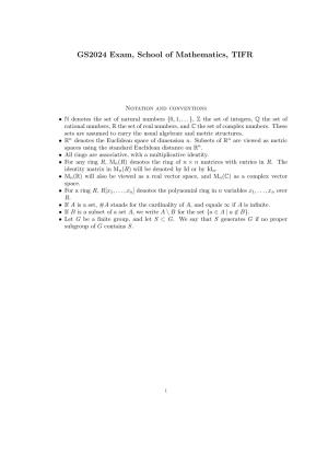 TIFR GS 2024 Maths Question Paper