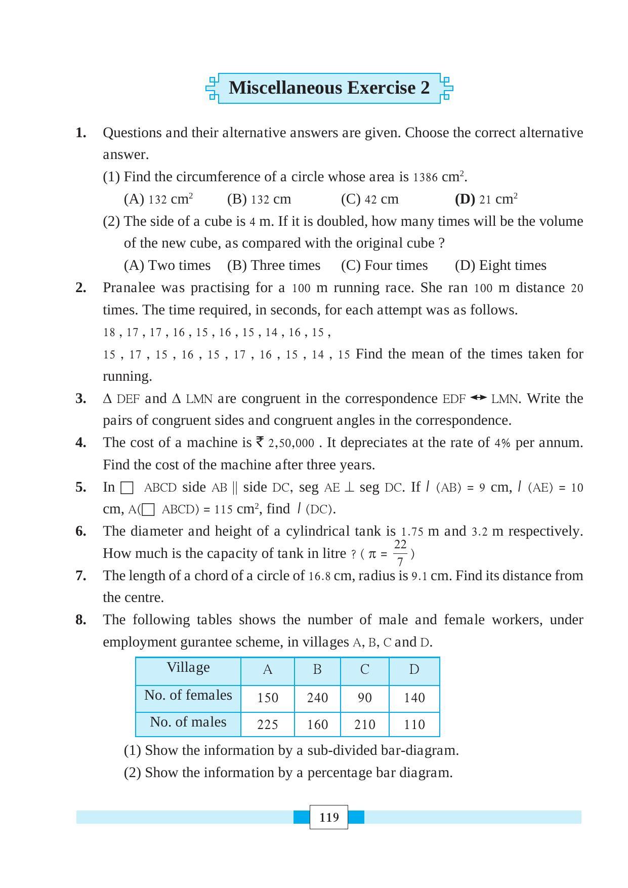 Maharashtra Board Class 8 Maths Textbook - Page 129