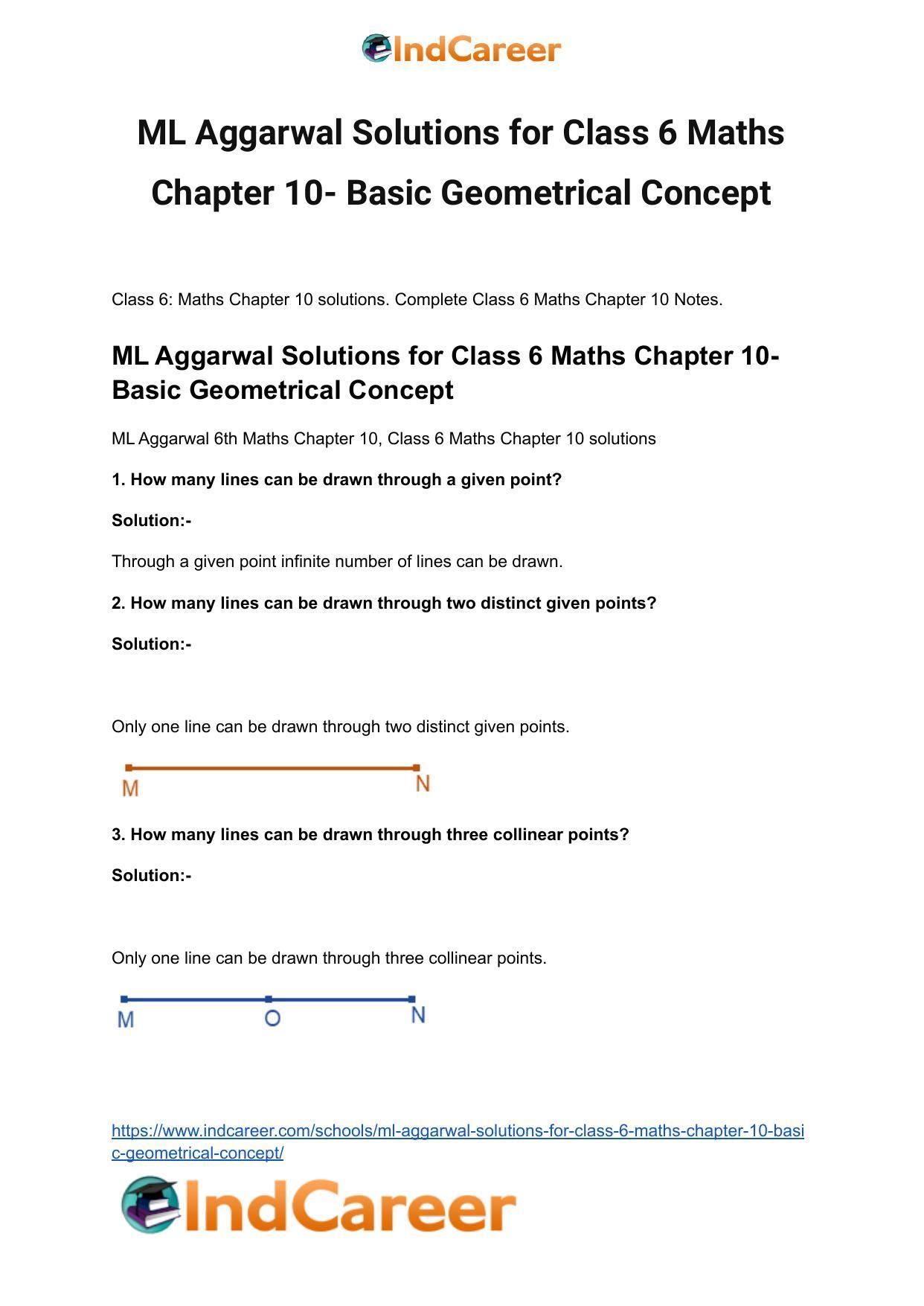 ML Aggarwal Solutions for Class 6 Maths Chapter 10- Basic Geometrical Concept - Page 2