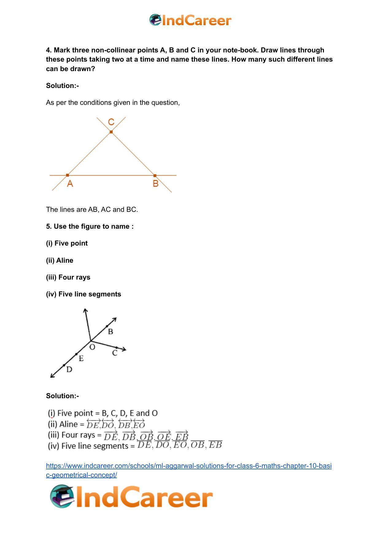 ML Aggarwal Solutions for Class 6 Maths Chapter 10- Basic Geometrical Concept - Page 3