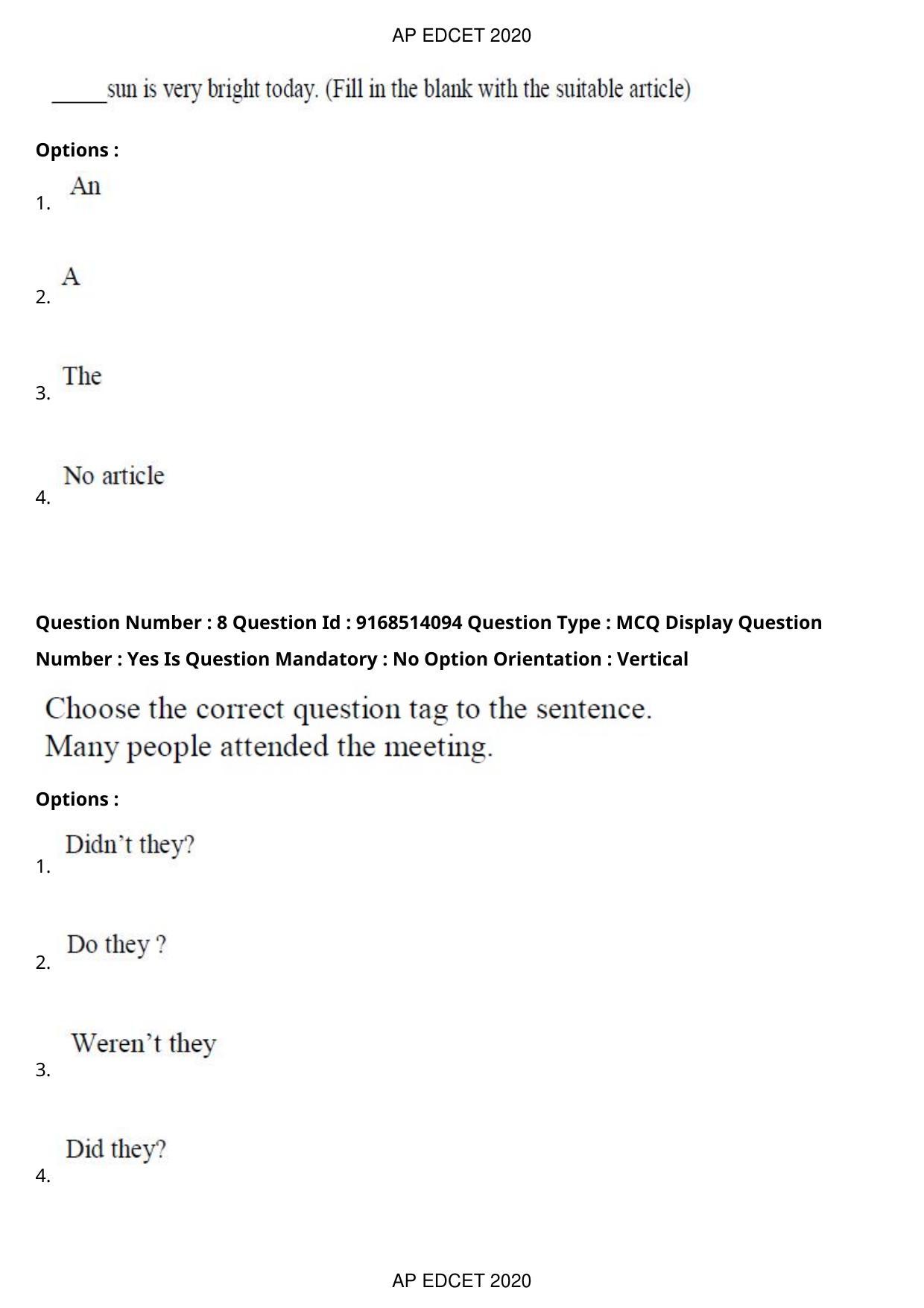AP EDCET 2020 Biological Science Question Paper - Page 7
