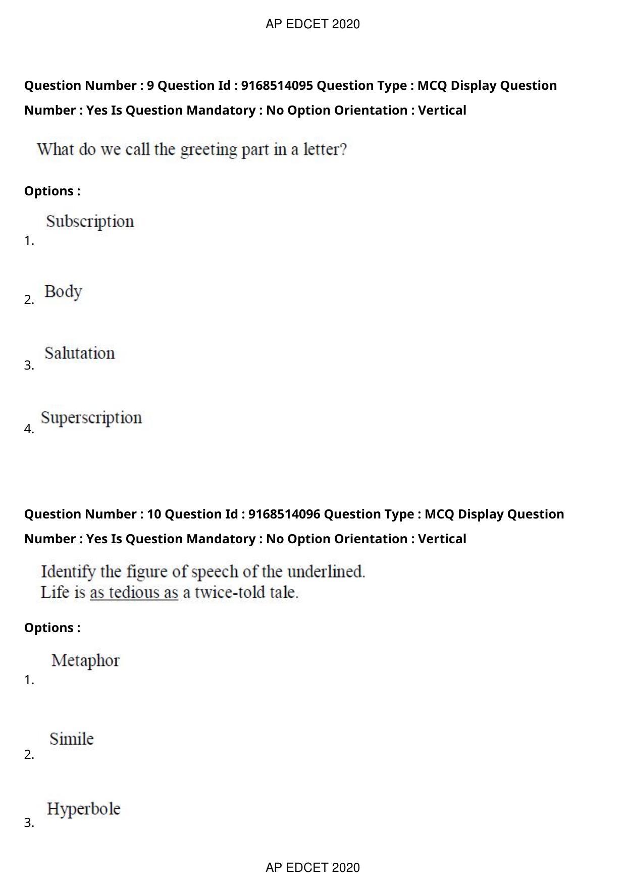 AP EDCET 2020 Biological Science Question Paper - Page 8