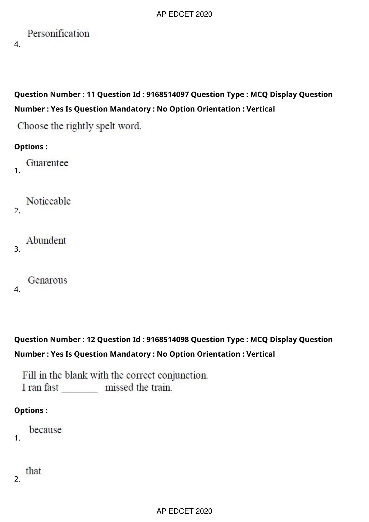 AP EDCET 2020 Biological Science Question Paper - Page 9