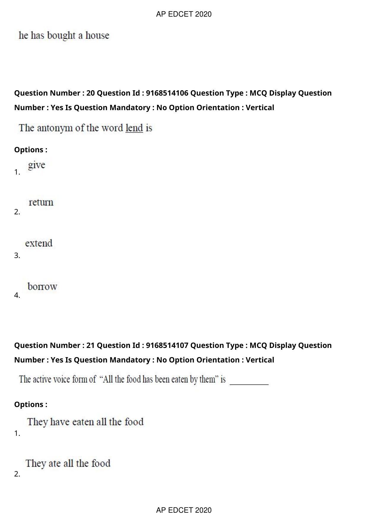AP EDCET 2020 Biological Science Question Paper - Page 14