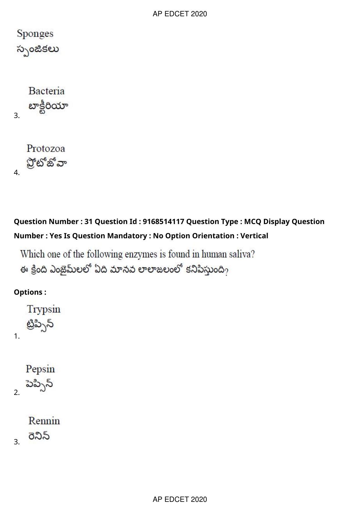 AP EDCET 2020 Biological Science Question Paper - Page 21