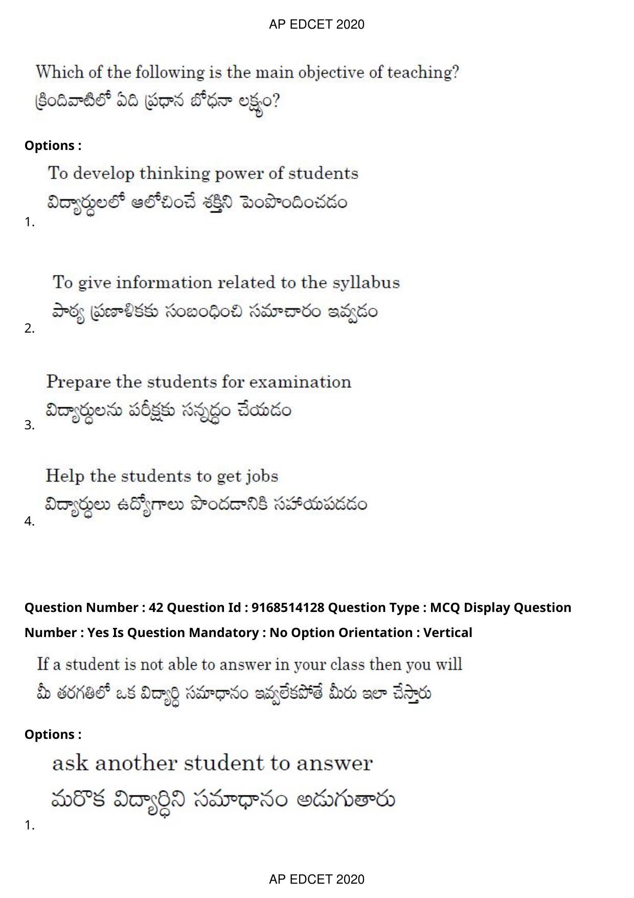 AP EDCET 2020 Biological Science Question Paper - Page 29