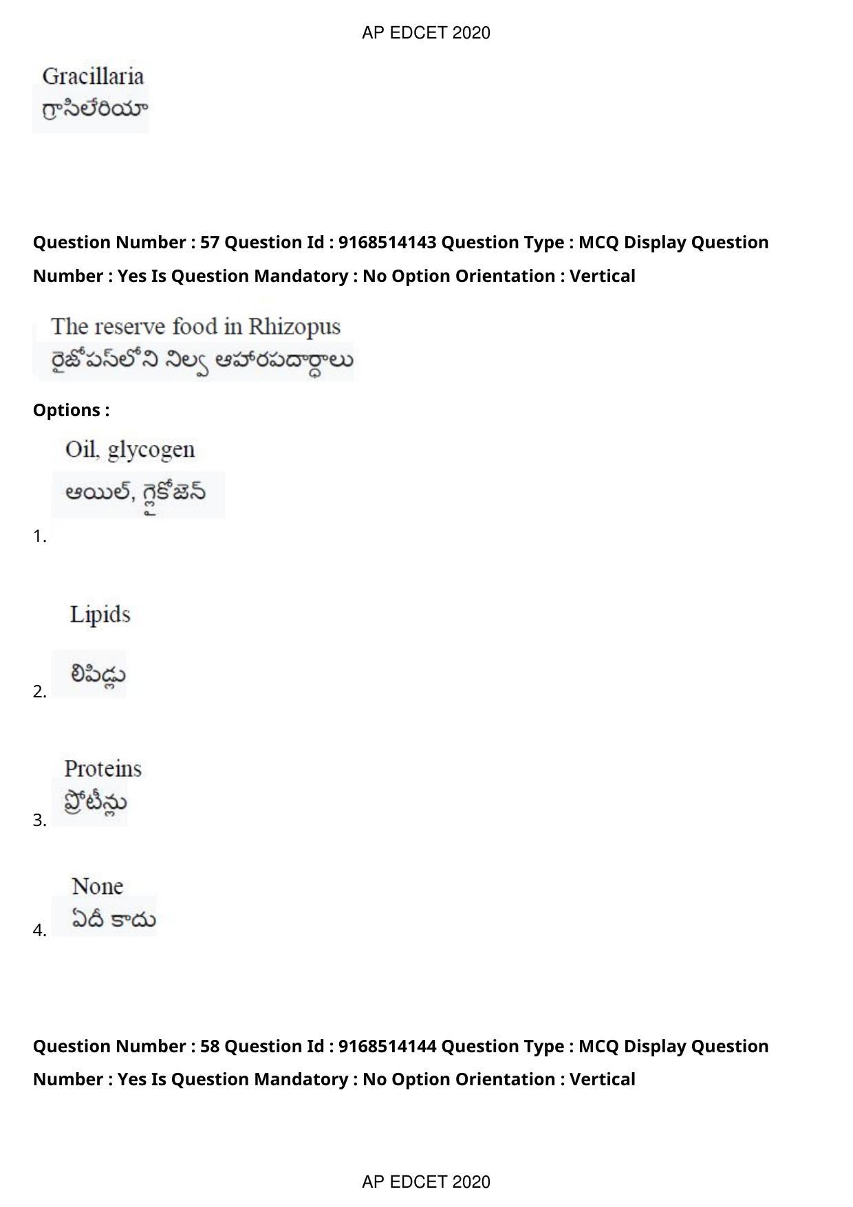 AP EDCET 2020 Biological Science Question Paper - Page 42
