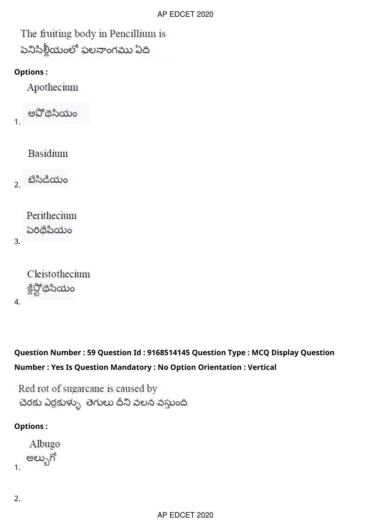 AP EDCET 2020 Biological Science Question Paper - Page 43