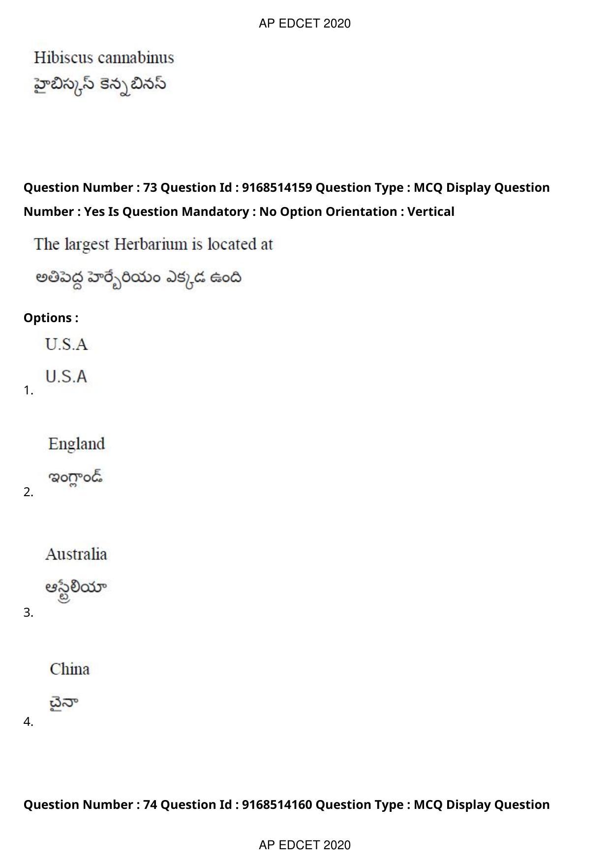 AP EDCET 2020 Biological Science Question Paper - Page 54