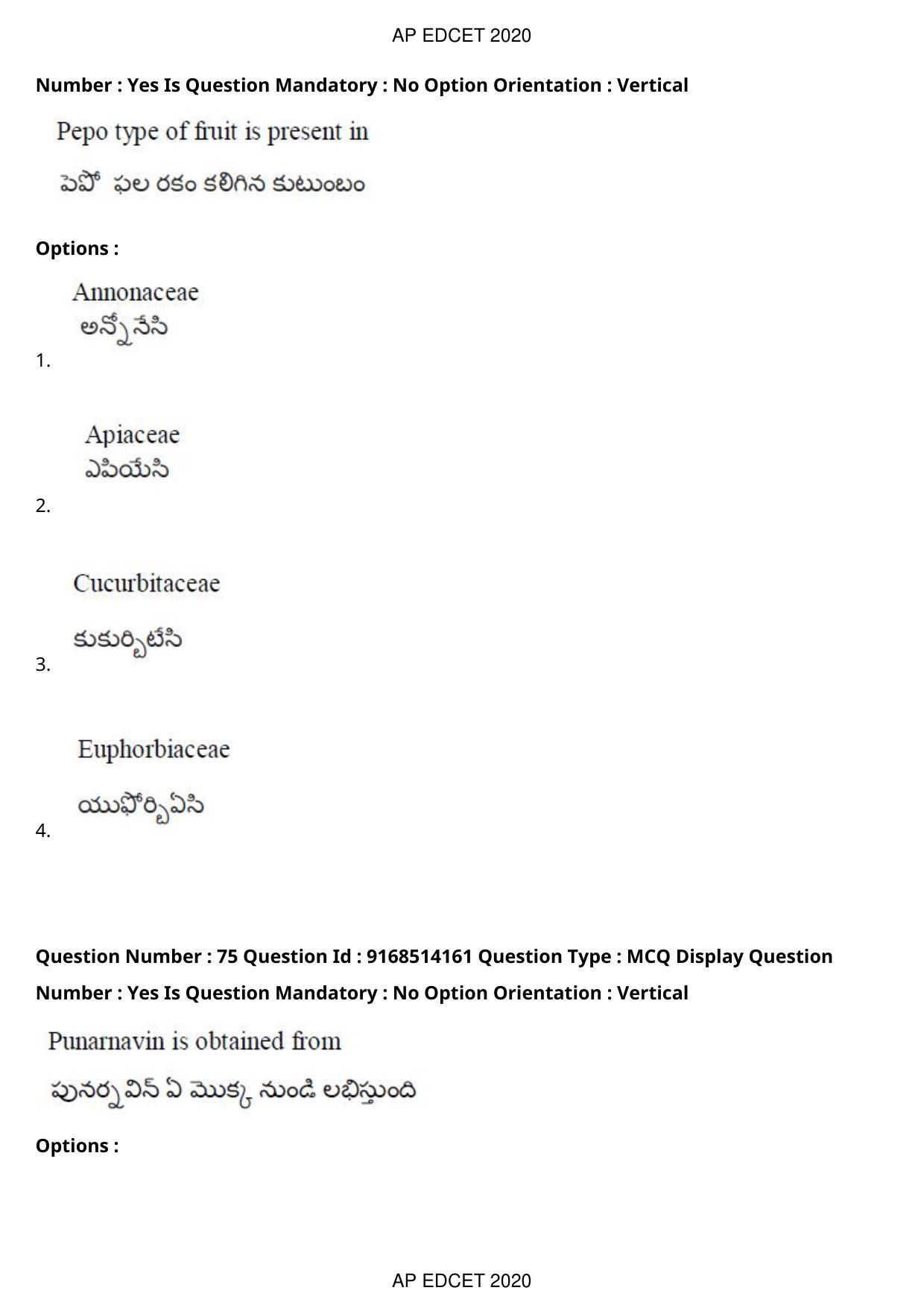 AP EDCET 2020 Biological Science Question Paper - Page 55