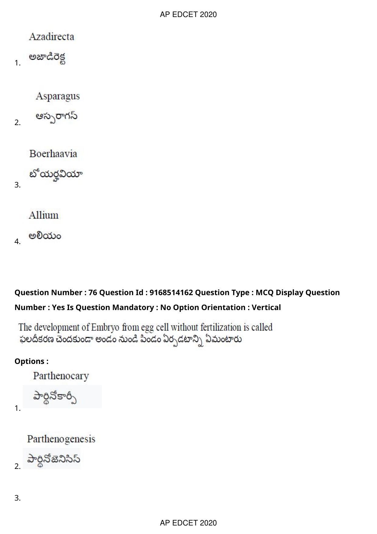 AP EDCET 2020 Biological Science Question Paper - Page 56