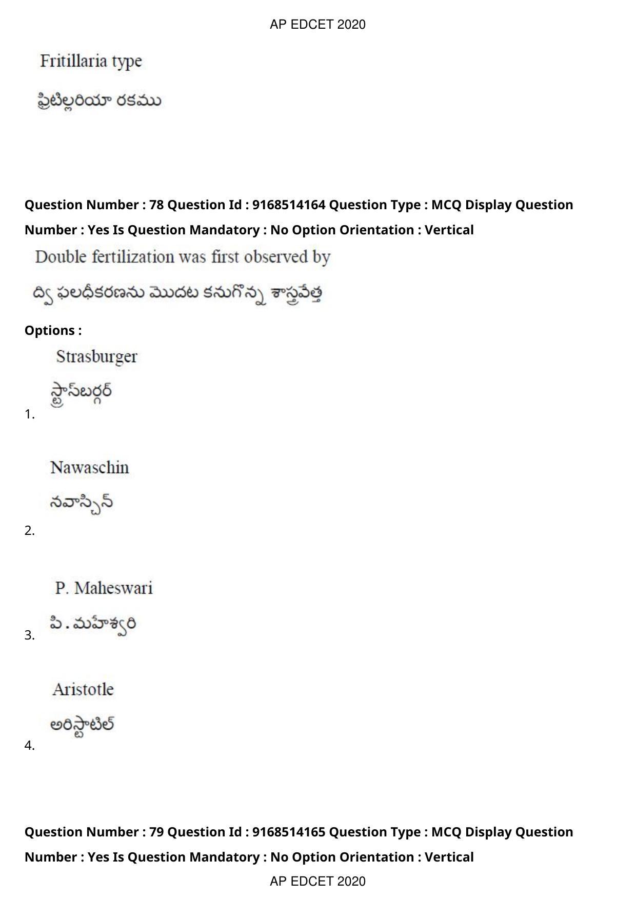 AP EDCET 2020 Biological Science Question Paper - Page 58