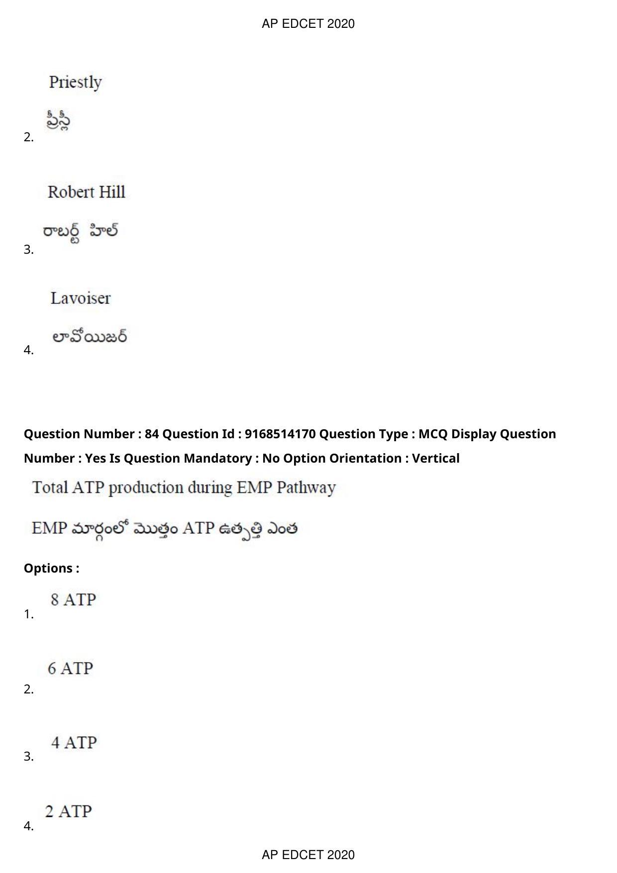 AP EDCET 2020 Biological Science Question Paper - Page 62