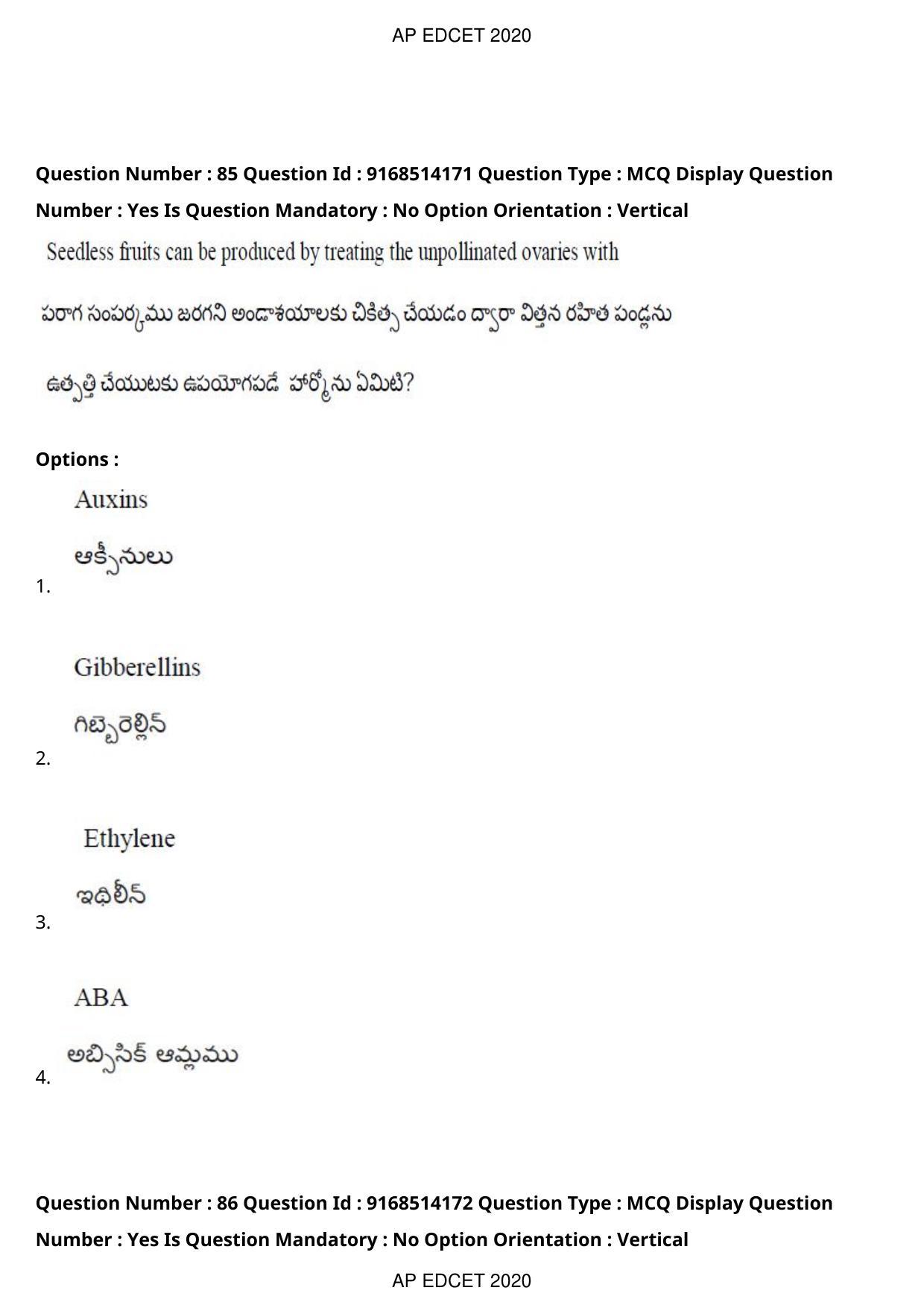 AP EDCET 2020 Biological Science Question Paper - Page 63