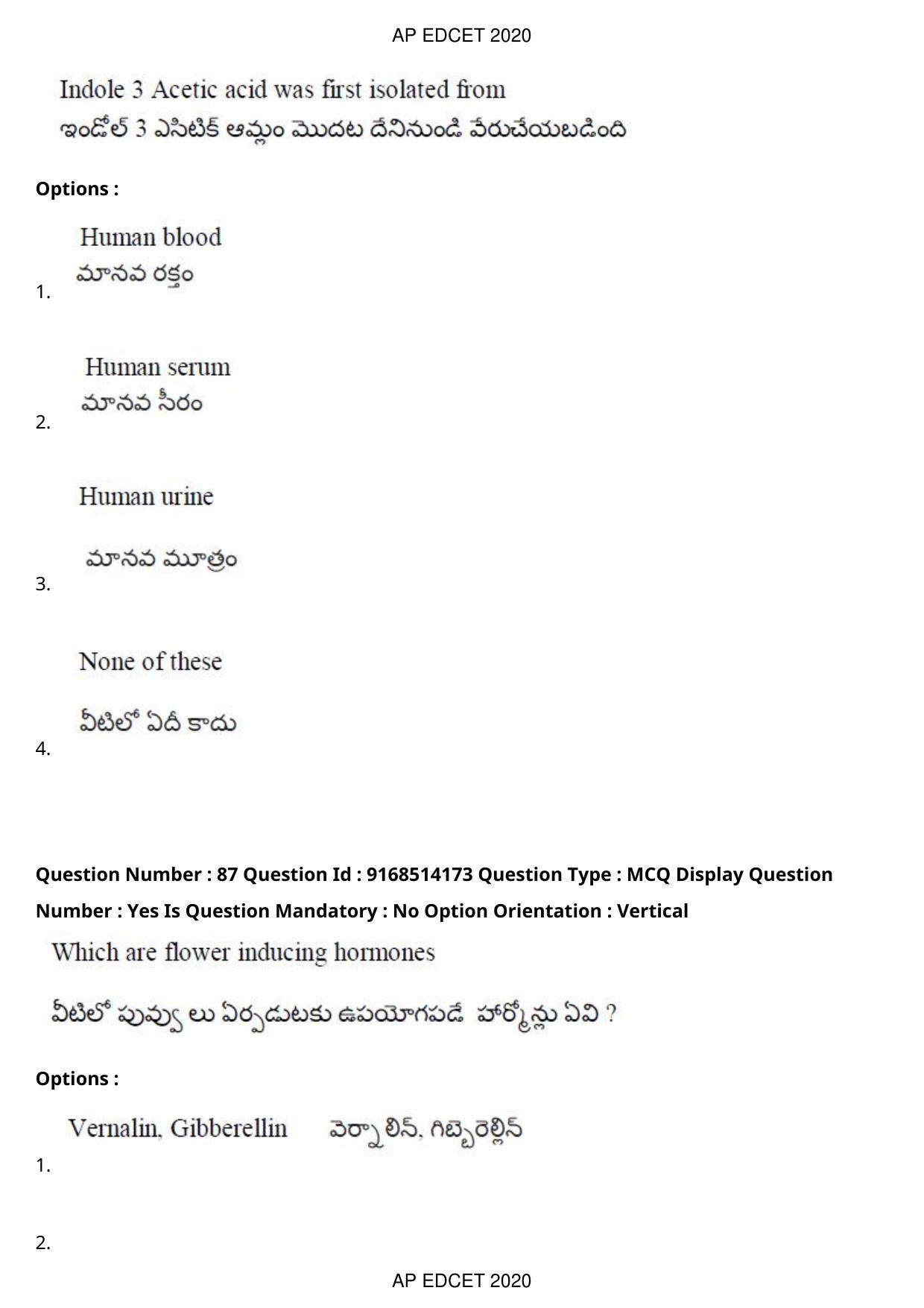 AP EDCET 2020 Biological Science Question Paper - Page 64