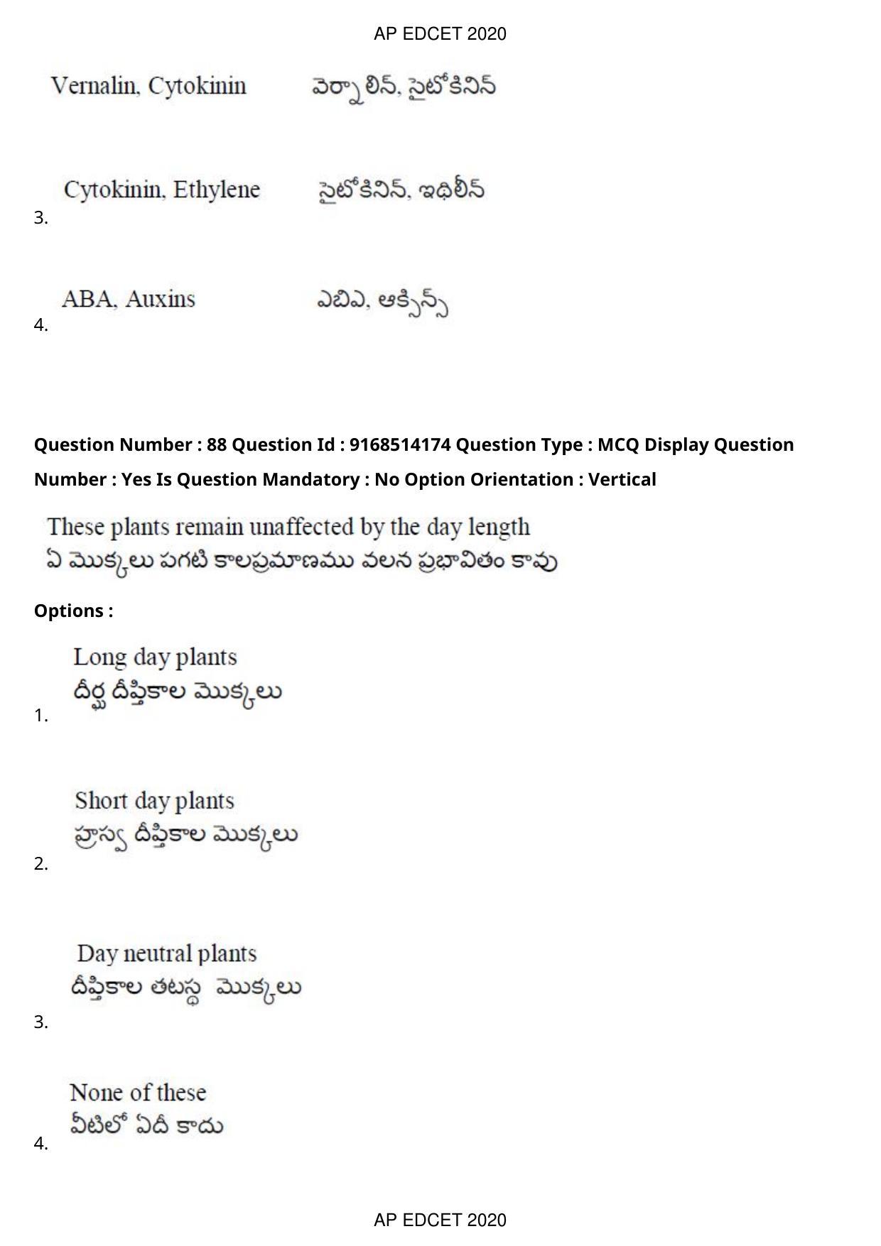 AP EDCET 2020 Biological Science Question Paper - Page 65