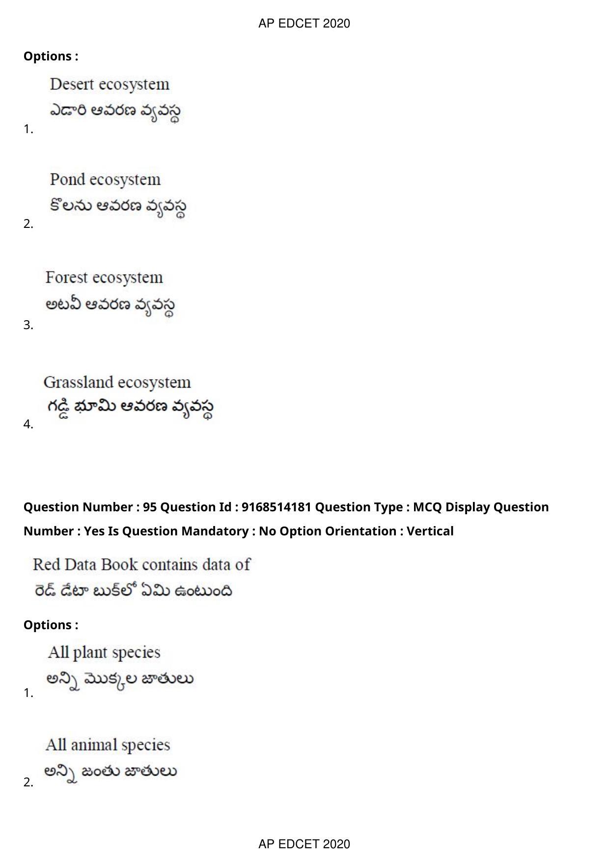 AP EDCET 2020 Biological Science Question Paper - Page 70