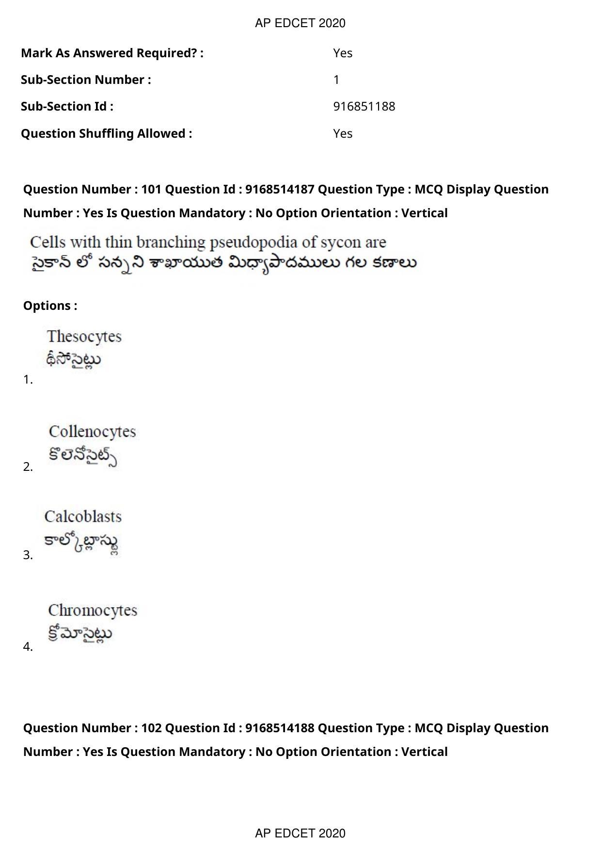 AP EDCET 2020 Biological Science Question Paper - Page 75