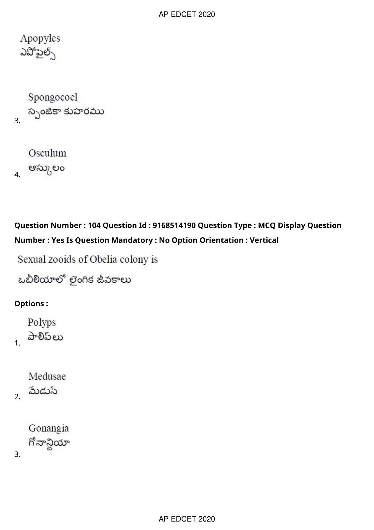 AP EDCET 2020 Biological Science Question Paper - Page 77