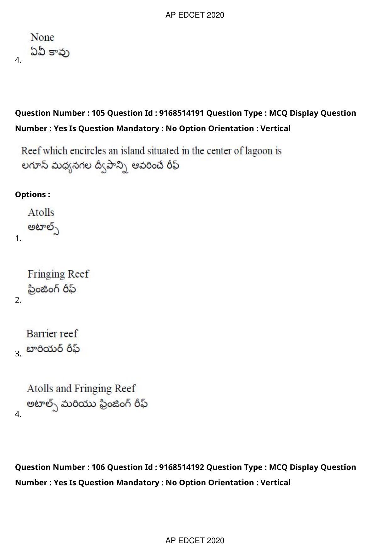 AP EDCET 2020 Biological Science Question Paper - Page 78