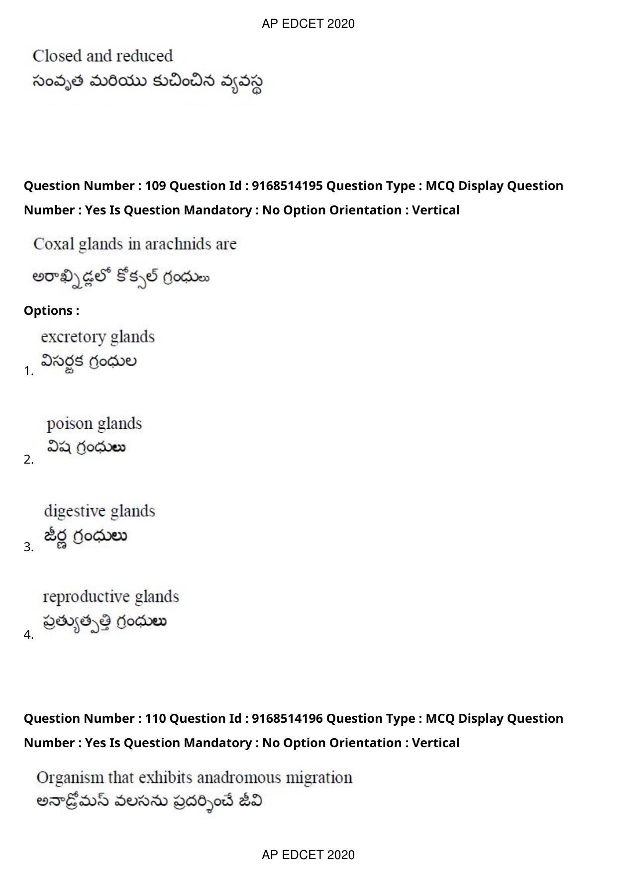 AP EDCET 2020 Biological Science Question Paper - Page 81