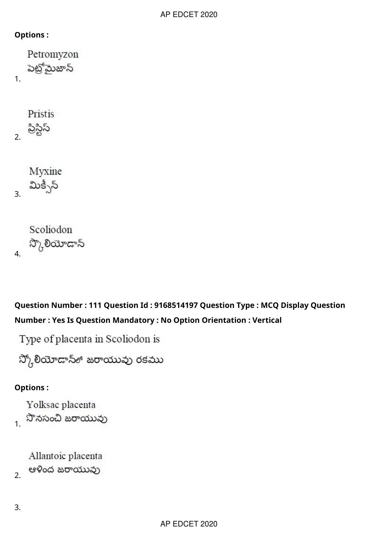AP EDCET 2020 Biological Science Question Paper - Page 82