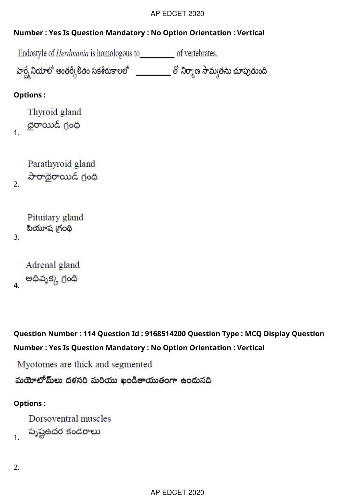 AP EDCET 2020 Biological Science Question Paper - Page 84