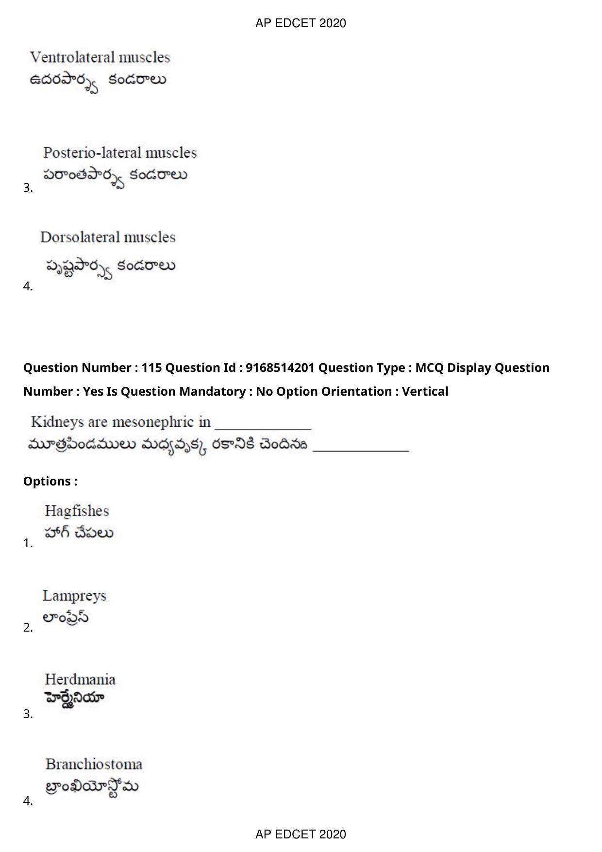 AP EDCET 2020 Biological Science Question Paper - Page 85