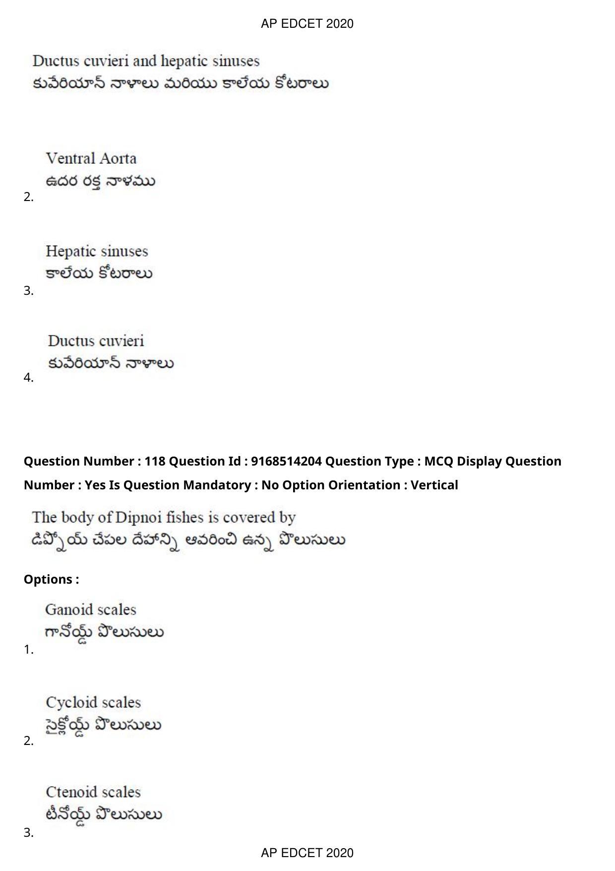 AP EDCET 2020 Biological Science Question Paper - Page 87