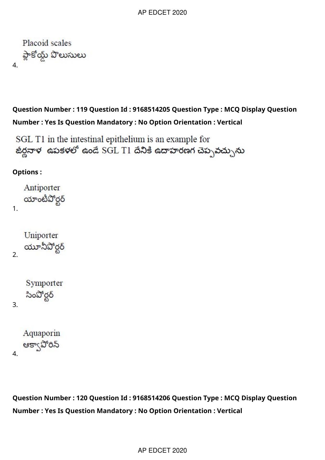AP EDCET 2020 Biological Science Question Paper - Page 88