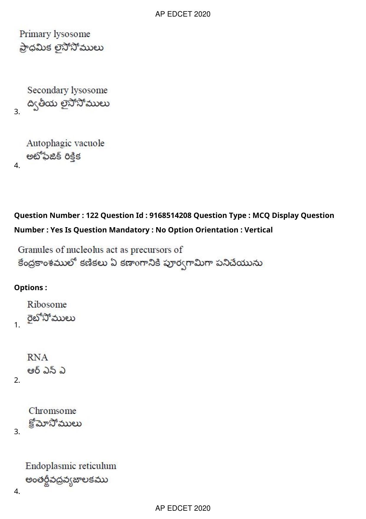 AP EDCET 2020 Biological Science Question Paper - Page 90