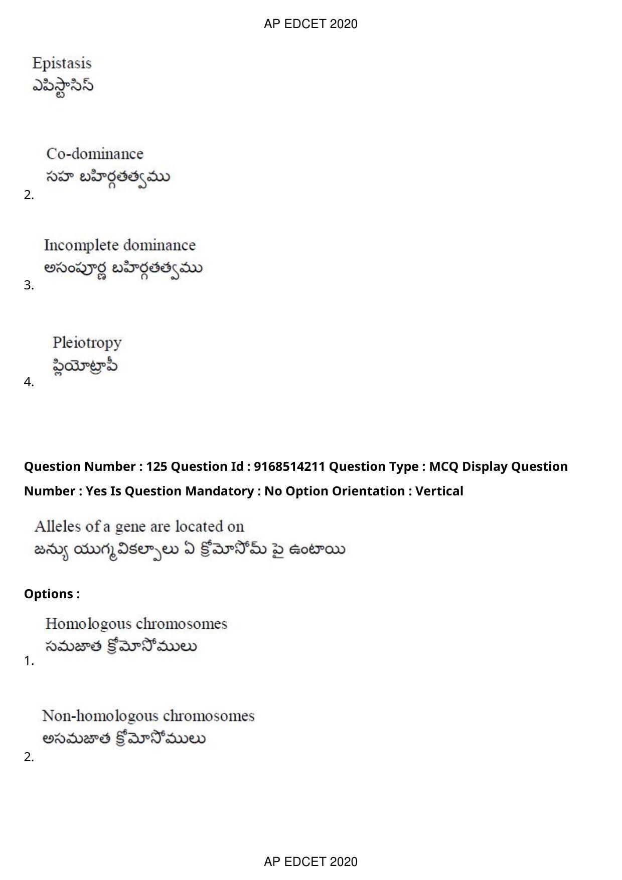 AP EDCET 2020 Biological Science Question Paper - Page 92