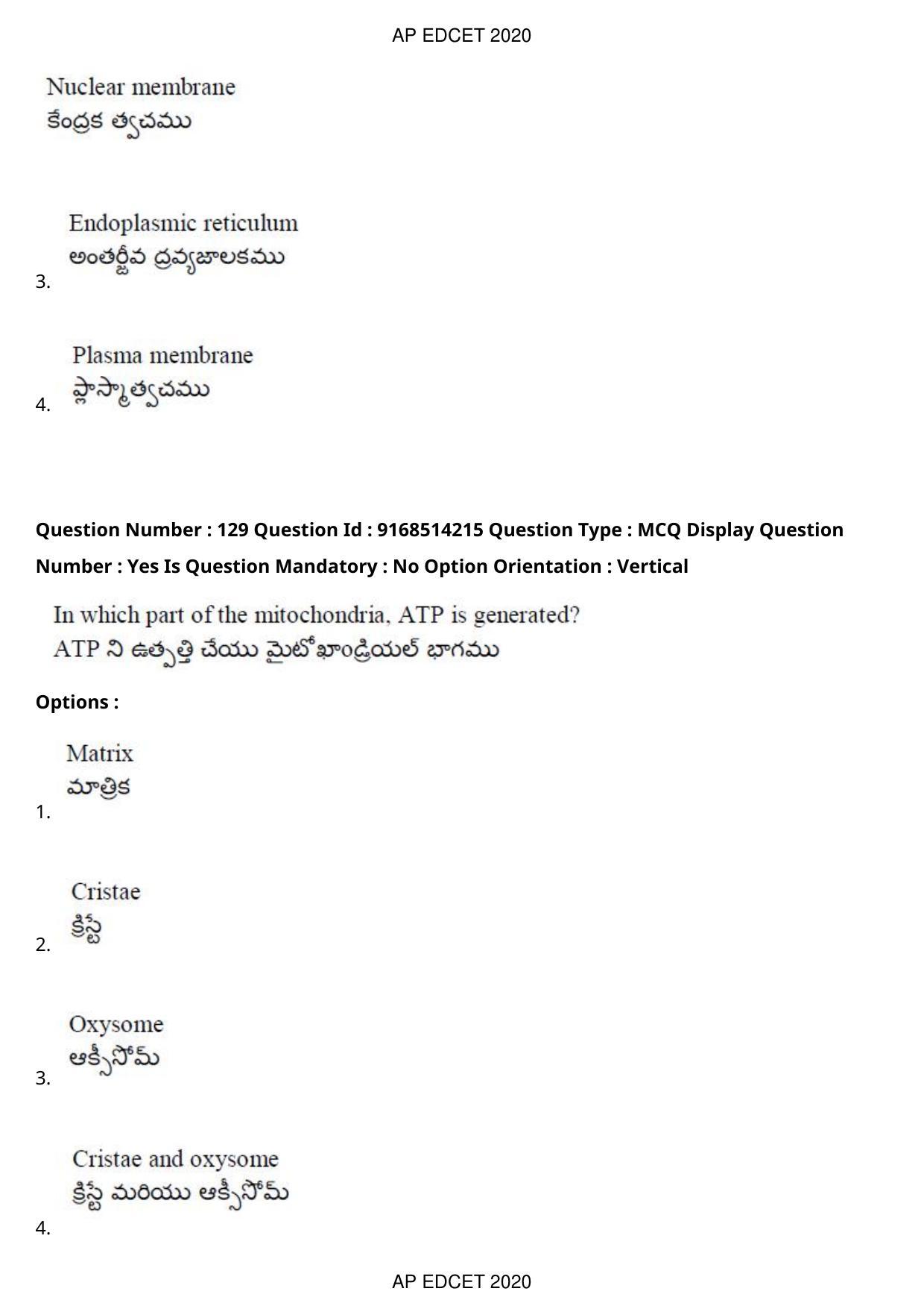 AP EDCET 2020 Biological Science Question Paper - Page 95