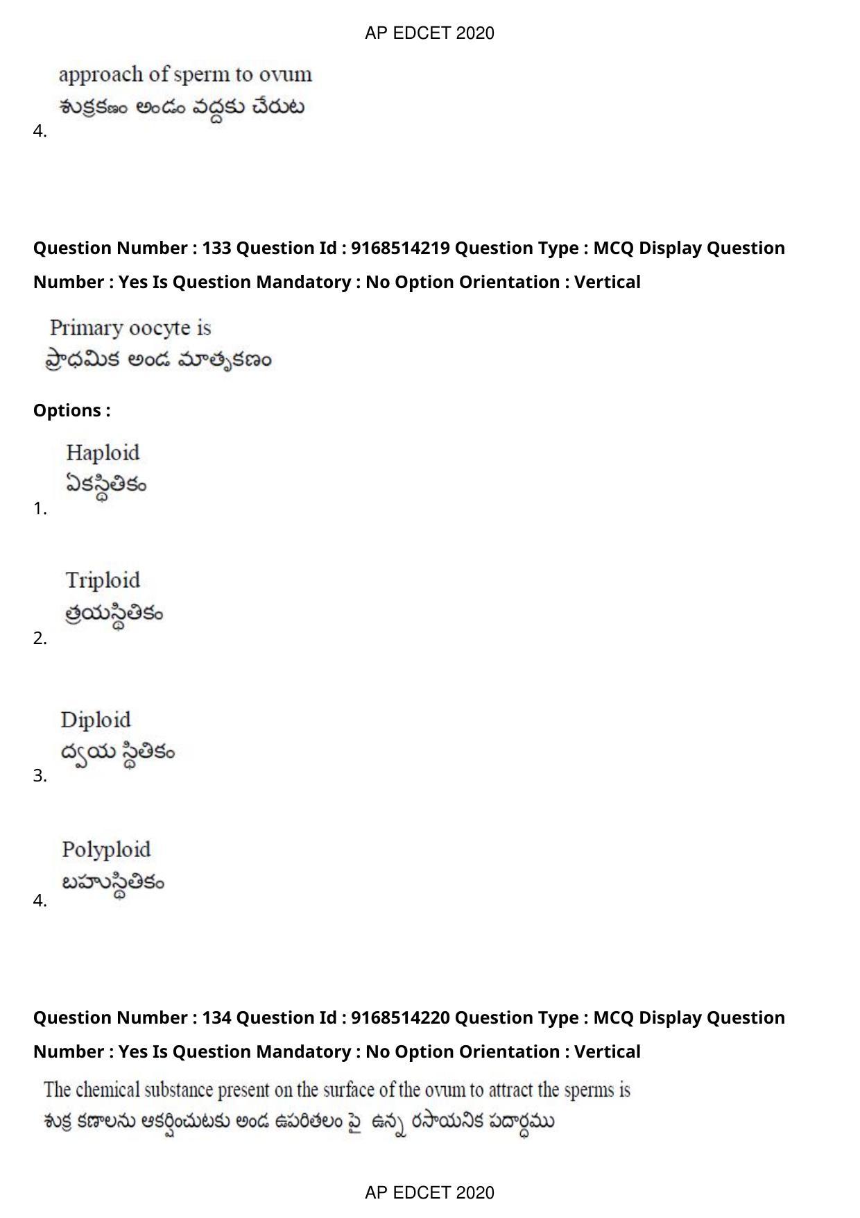 AP EDCET 2020 Biological Science Question Paper - Page 98