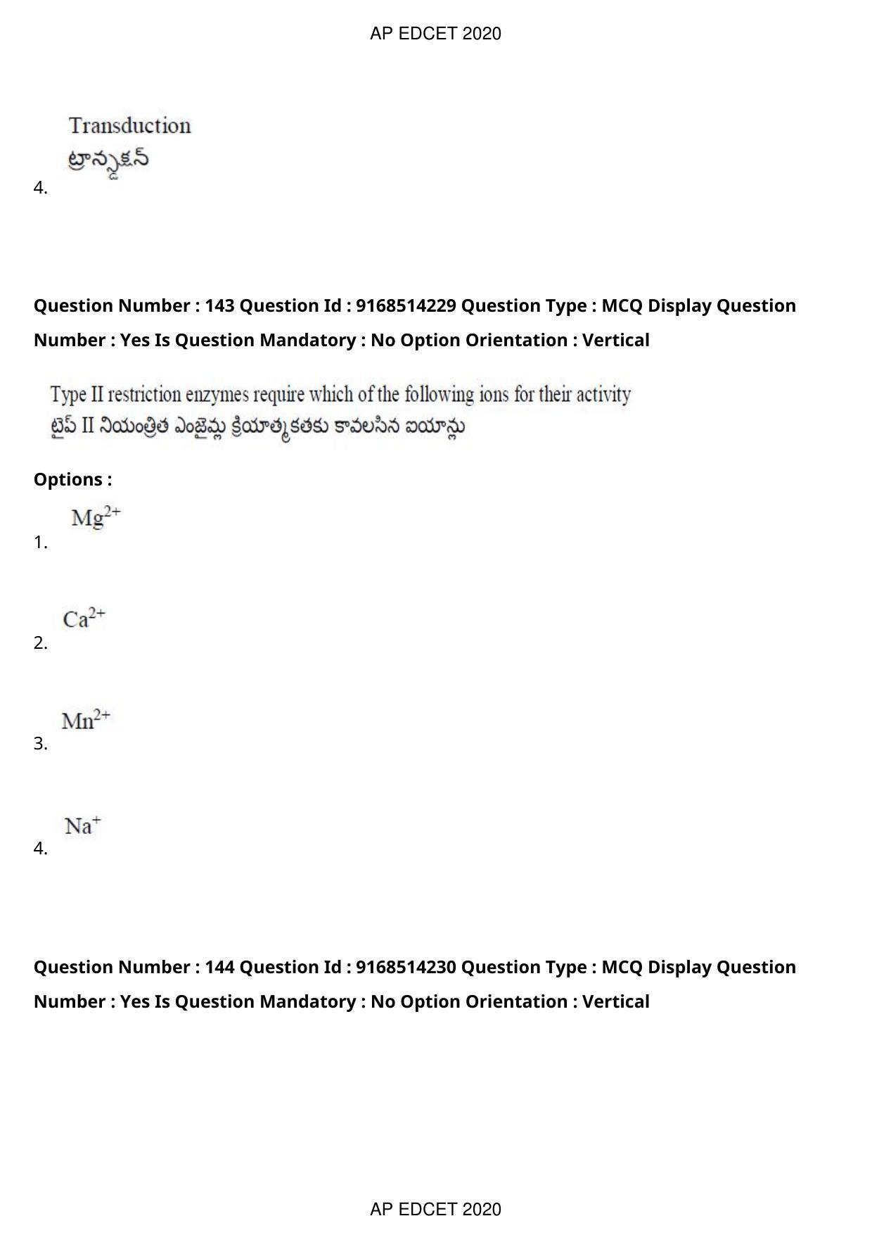 AP EDCET 2020 Biological Science Question Paper - Page 105