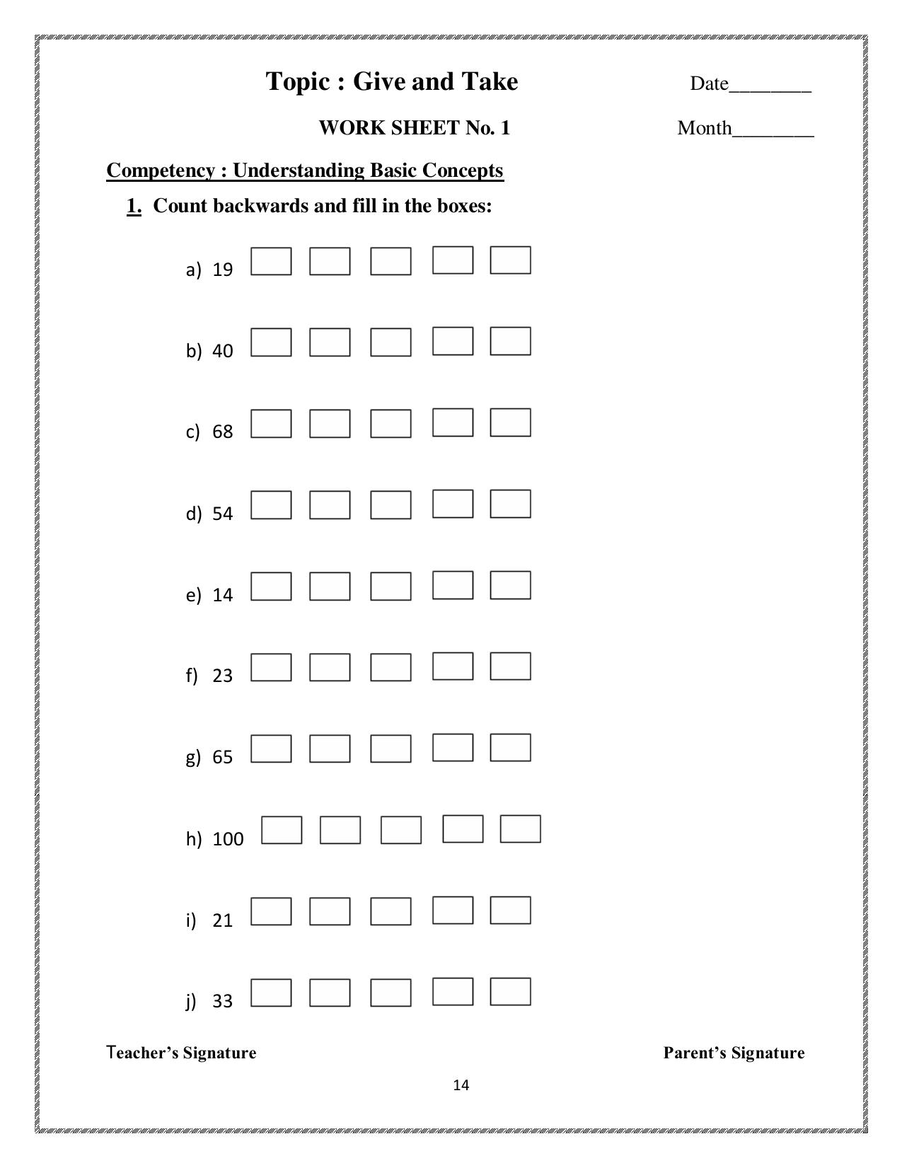 Worksheet for Class 3 Mathematics Assignment 37 - Page 1