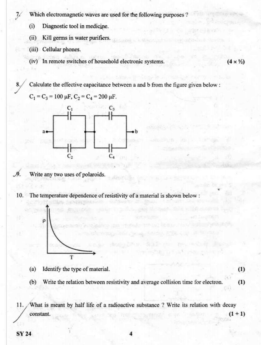 Kerala Plus Two 2019 Physics Question Paper - Page 4