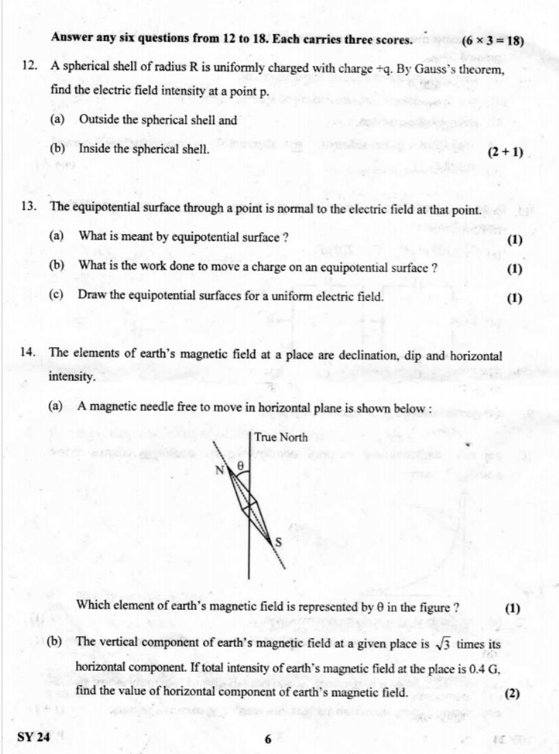 Kerala Plus Two 2019 Physics Question Paper - Page 6